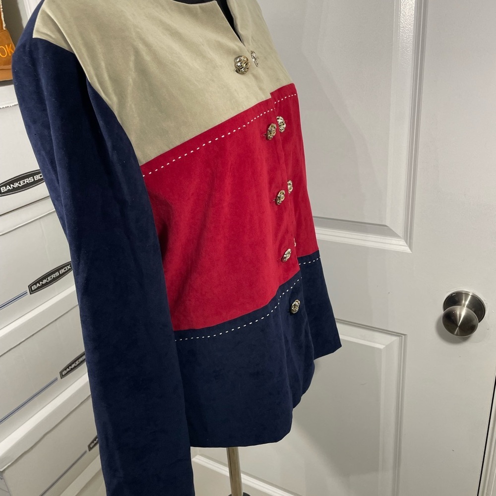 Vintage Leslie Fay Colorblock Women's Jacket Blazer  Size 16 - Picture 6 of 8